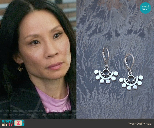 SashaBellJewelry Sunflower Slice Dangles worn by Joan Watson (Lucy Liu) on Elementary