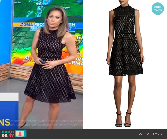 Shoshanna Sleeveless Velvet Polka-Dot Cocktail Dress worn by Ginger Zee on Good Morning America