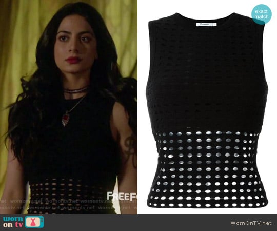T by Alexander Wang Perforated Tank Top worn by Isabelle Lightwood (Emeraude Toubia ) on Shadowhunters