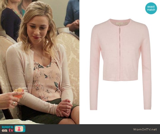 Ted Baker Zeldah Stone Detailed Cardigan worn by Betty Cooper (Lili Reinhart) on Riverdale