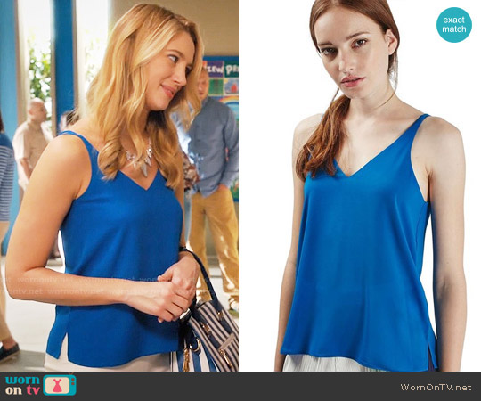 Topshop Double Strap V-Back Camisole in Bright Blue worn by Petra Solano (Yael Grobglas) on Jane the Virgin