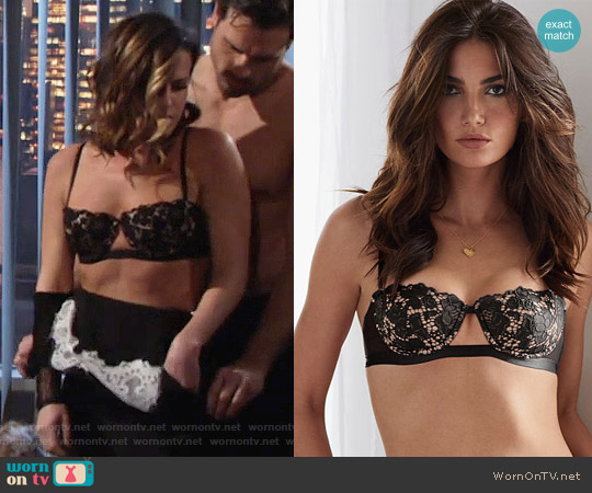Victorias Secret Lace Balconet Bra in Black with New Nude worn by Chelsea Lawson (Melissa Claire Egan) on The Young and the Restless