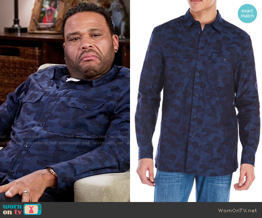 William Rast Baker Camouflage Shirt in Indigo Camo worn by Andre Johnson (Anthony Anderson) on Black-ish