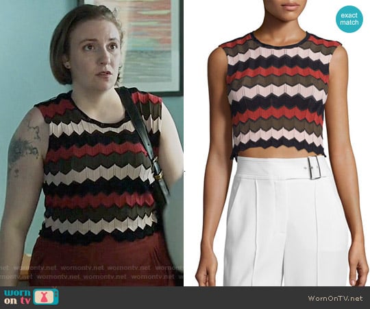 A.L.C. Leo Top in Army/Primrose/Black worn by Hannah Horvath (Lena Dunham) on Girls