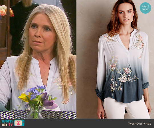 Ombre Garden Peasant Top from worn by Jennifer Horton (Melissa Reeves) on Days of our Lives