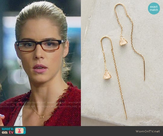 Anthropologie Pearlblossom Threaded Earrings worn by Felicity Smoak (Emily Bett Rickards) on Arrow