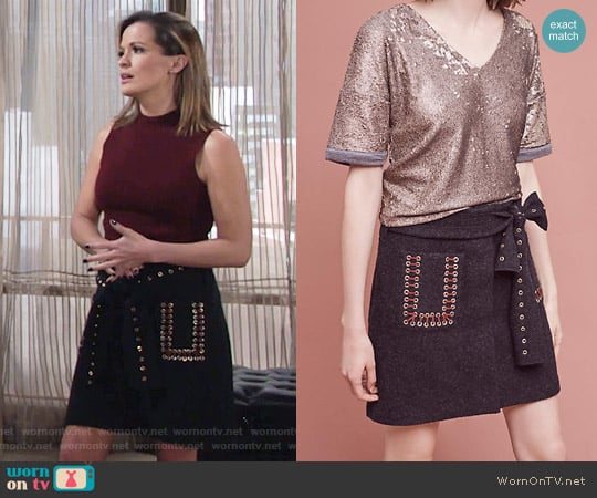 Rosie Neira Wool Eyelet Mini Skirt worn by Chelsea Lawson (Melissa Claire Egan) on The Young and the Restless