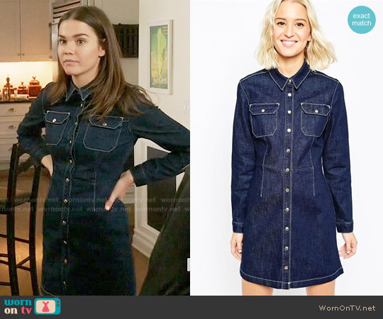 ASOS Denim Western A-Line Shirt Dress In Indigo worn by Callie Jacob (Maia Mitchell) on The Fosters