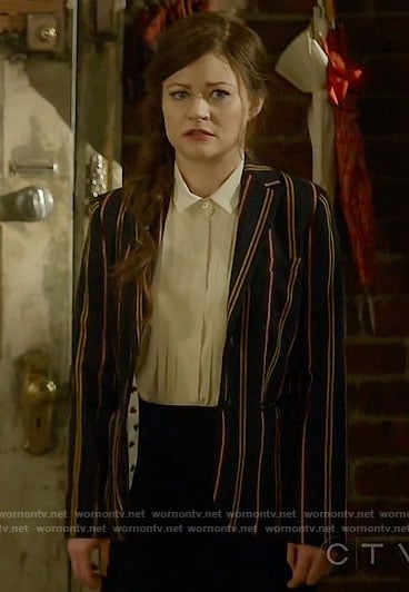 Belle’s striped blazer with heart print lining on Once Upon a Time