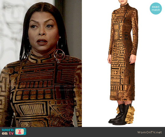 Burberry Velvet Bodycon Long-Sleeve Dress worn by Cookie Lyon (Taraji P. Henson) on Empire