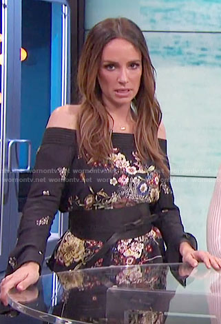 Catt Sadler’s black floral off-shoulder top on E! News