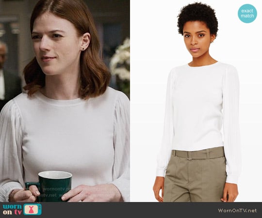 Club Monaco Elizabella Pleated Sweater worn by Maia Rindell (Rose Leslie) on The Good Fight