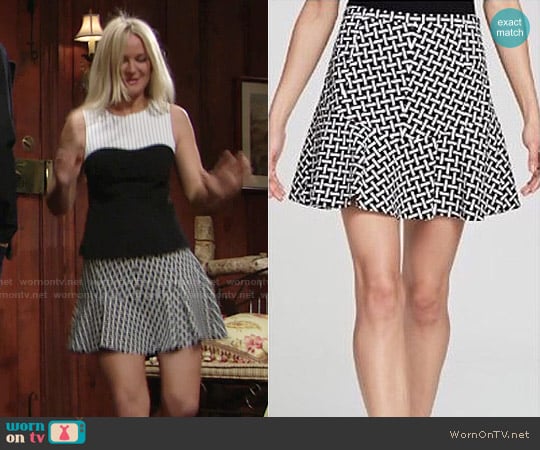 Diane von Furstenberg Geometric Print Flare Skirt worn by Sharon Newman (Sharon Case) on The Young and the Restless
