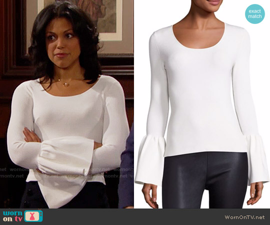 Elizabeth and James Willow Bell Sleeve Ribbed Top worn by Maya Avant (Karla Mosley) on The Bold and the Beautiful