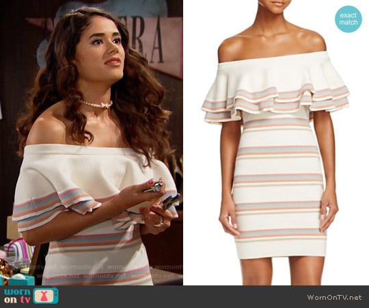 Endless Rose Off-The-Shoulder Fitted Knit Dress worn by Darlita (Danube Hermosillo) on The Bold and the Beautiful