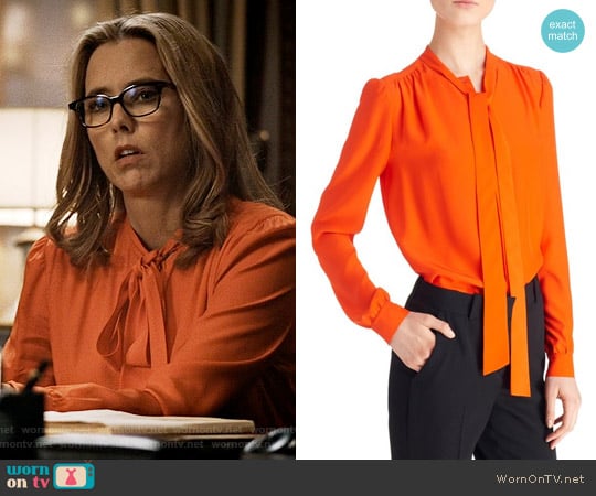 Givenchy Tie Neck Silk Blouse worn by Elizabeth McCord (Téa Leoni) on Madam Secretary