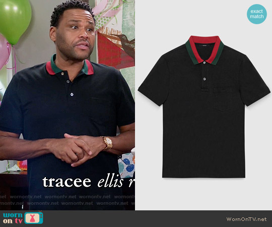 Gucci Cotton Polo with Web Collar worn by Andre Johnson (Anthony Anderson) on Black-ish
