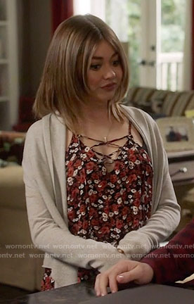 Haley’s floral lace-up top on Modern Family