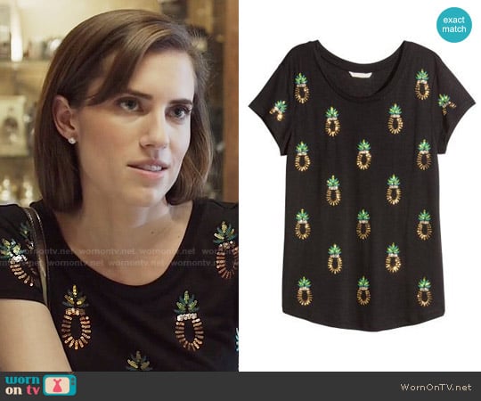 H&M Sequined Top in Black / Pineapple worn by Marnie Michaels (Allison Williams) on Girls