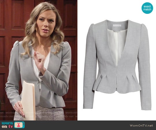 H&M Grey Fitted Jacket worn by Abby Newman (Melissa Ordway) on The Young and the Restless