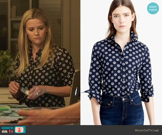 J.Crew Perfect Shirt in Scattered Daisy worn by Madeline Martha Mackenzie (Reese Witherspoon) on Big Little Lies
