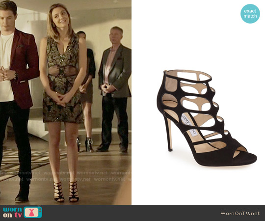Jimmy Choo Ren Sandals worn by Megan Morrison (Christine Evangelista) on The Arrangement