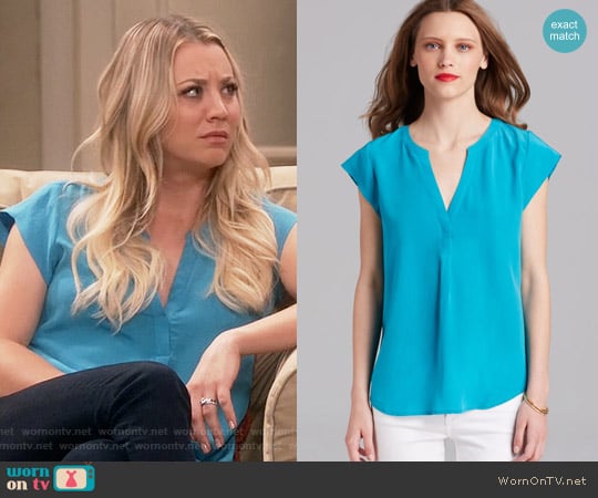 Joie Selenite Top in Blue worn by Penny Hofstadter (Kaley Cuoco) on The Big Bang Theory