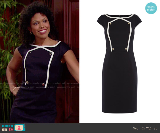 Karen Millen Button Detail Pencil Dress worn by Maya Avant (Karla Mosley) on The Bold and the Beautiful