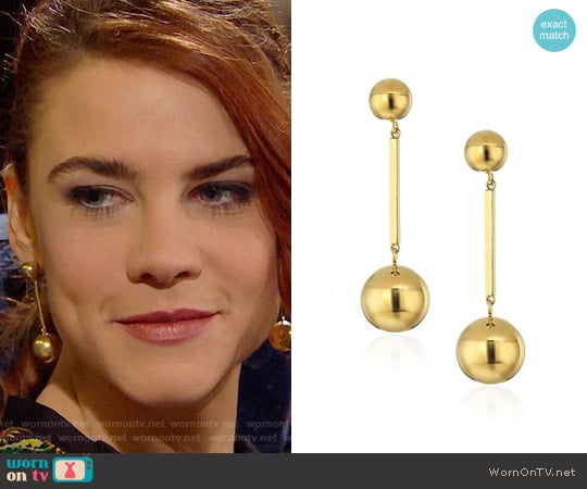 Kate Spade Linear Drop Earrings worn by Sally Spectra (Courtney Hope) on The Bold and the Beautiful