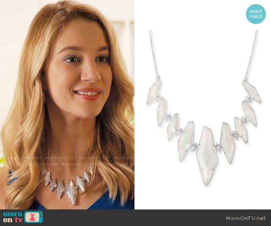Kendra Scott Berniece Collar Necklace In Iridescent White Banded Agate worn by Petra Solano (Yael Grobglas) on Jane the Virgin