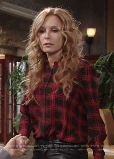 Lauren’s red and black plaid shirt on The Young and the Restless