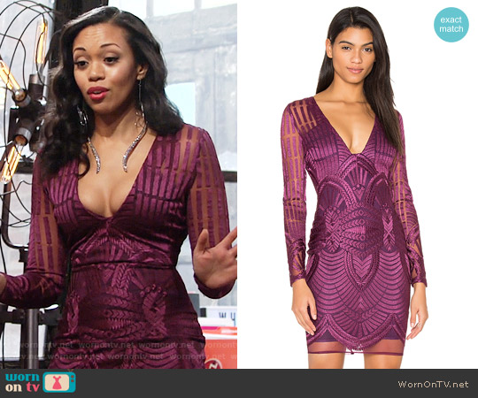 Lavish Alice Embroidered Mesh Plunge Dress worn by Hilary Curtis (Mishael Morgan) on The Young and the Restless