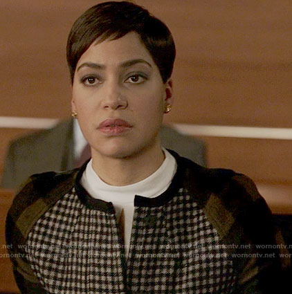 Lucca’s gingham checked jacket on The Good Fight