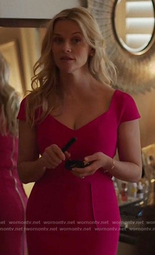 Madeline’s pink cap sleeve sheath dress on Big Little Lies