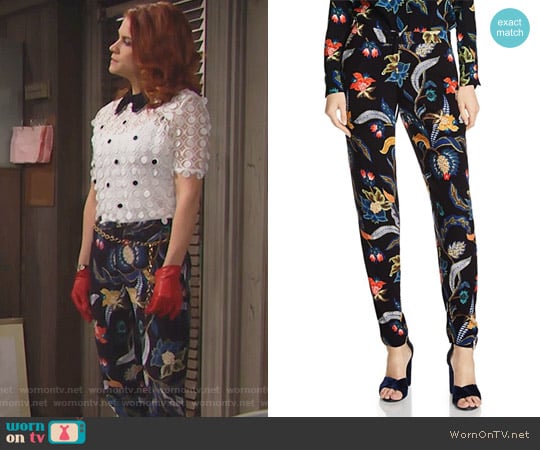 Maje Papaye Printed Pants worn by Sally Spectra (Courtney Hope) on The Bold and the Beautiful