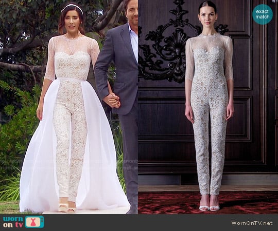 Monique Lhuillier - Spring 2016 Collection Lacey Jumpsuit worn by Steffy Forrester (Jacqueline MacInnes Wood) on The Bold and the Beautiful