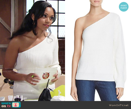 Olivaceous One Shoulder Sweater worn by Hilary Curtis (Mishael Morgan) on The Young and the Restless