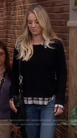 Penny’s black sweater with plaid shirt on The Big Bang Theory
