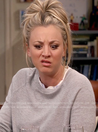 Penny’s grey layered sweater on The Big Bang Theory