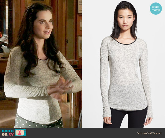 Rag & Bone Spine Leather Piping Trimmed Tee worn by Bay Kennish (Vanessa Marano) on Switched at Birth