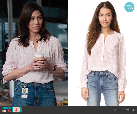 Rebecca Taylor Box Clip Blouse worn by Angela Montenegro (Michaela Conlin) on Bones