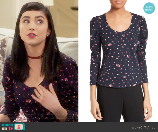 Rebecca Taylor Mia Print Tee worn by Mandy Baxter (Molly Ephraim) on Last Man Standing