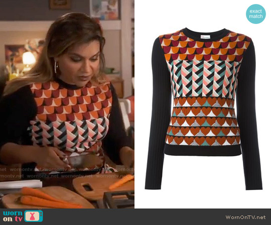 RED Valentino Intarsia Sweater worn by Mindy Lahiri (Mindy Kaling) on The Mindy Project