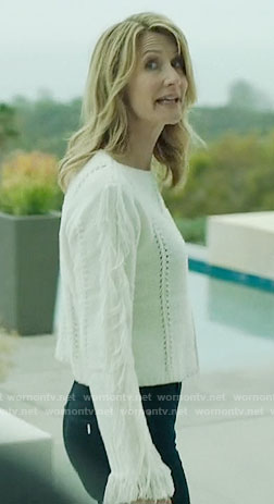 Renata’s white fringed sweater on Big Little Lies