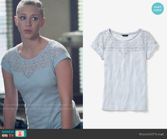 RW&CO. Short Sleeve Rib T-Shirt With Lace worn by Betty Cooper (Lili Reinhart) on Riverdale