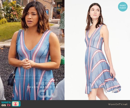 Sandro Airy Dress with Colored Stripes worn by Jane Villanueva (Gina Rodriguez) on Jane the Virgin