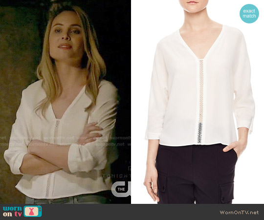 Sandro Anju Silk Top worn by Camille O'Connell (Leah Pipes) on The Originals