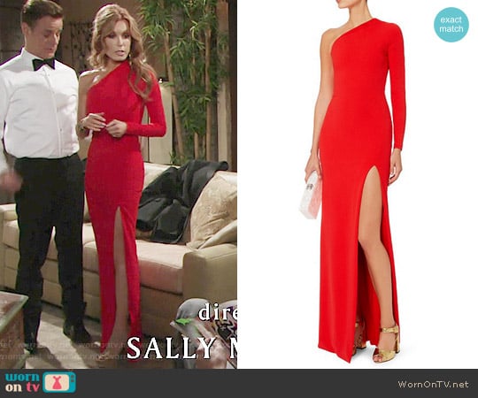 Solace London Nadia One Shoulder Gown worn by Lauren Fenmore (Tracey Bregman) on The Young and the Restless