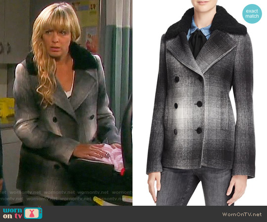 T By Alexander Wang Plaid Coat worn by Nicole Walker (Arianne Zucker) on Days of our Lives