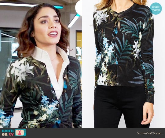 Ted Baker Perrie Cardigan in Twilight worn by Emily Locke (Vanessa Hudgens) on Powerless